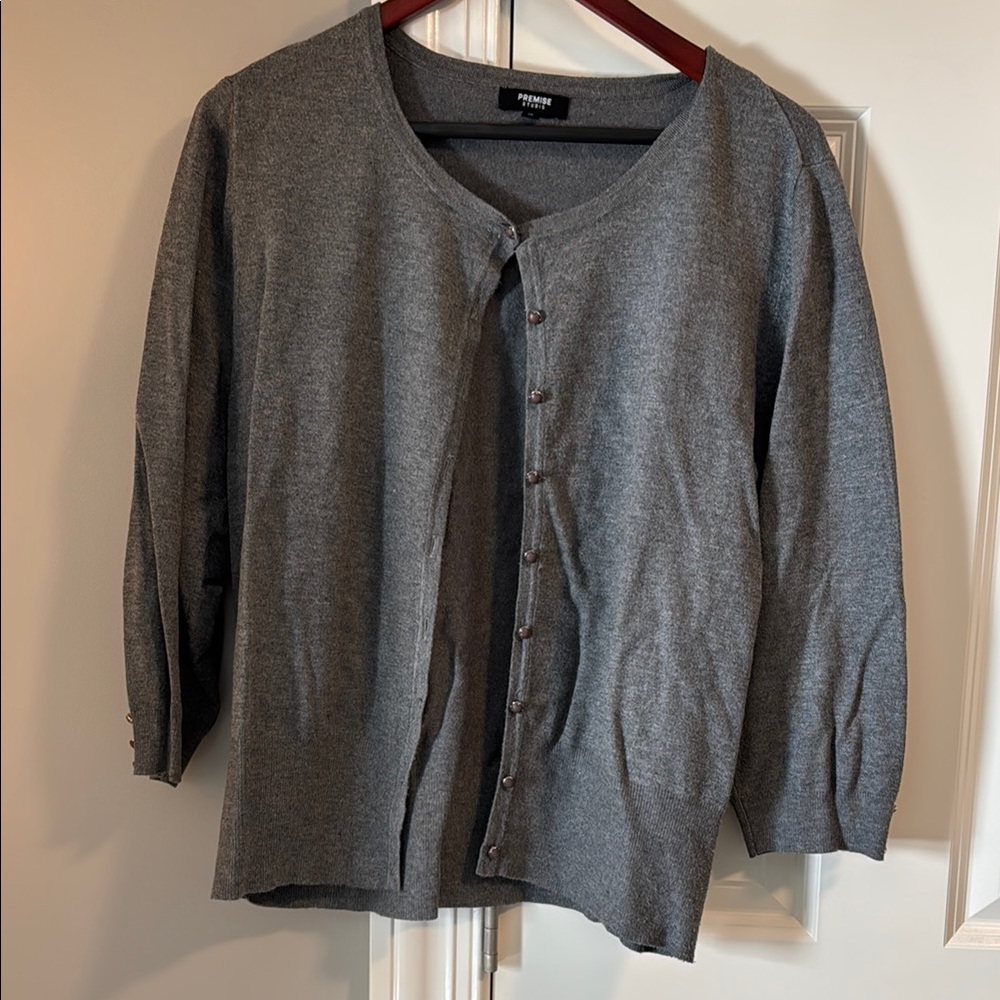 Gray Button-Up Cardigan